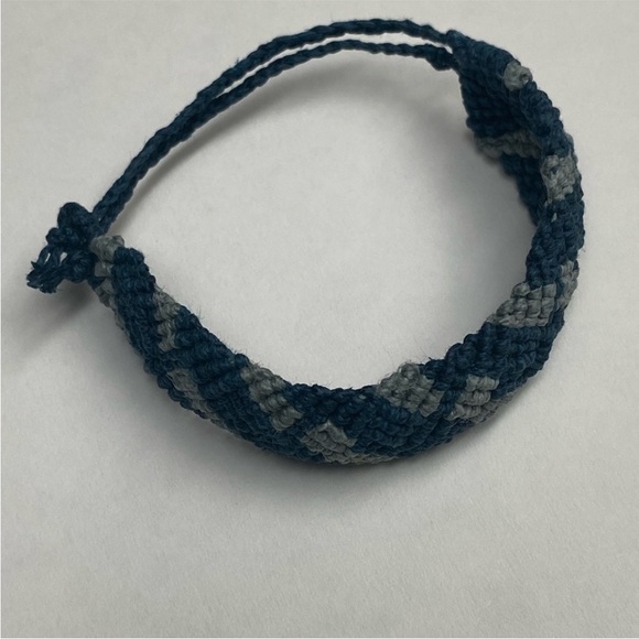 Handmade Boys Blue and Grey Macrame Hemp Bracelet - Picture 2 of 15